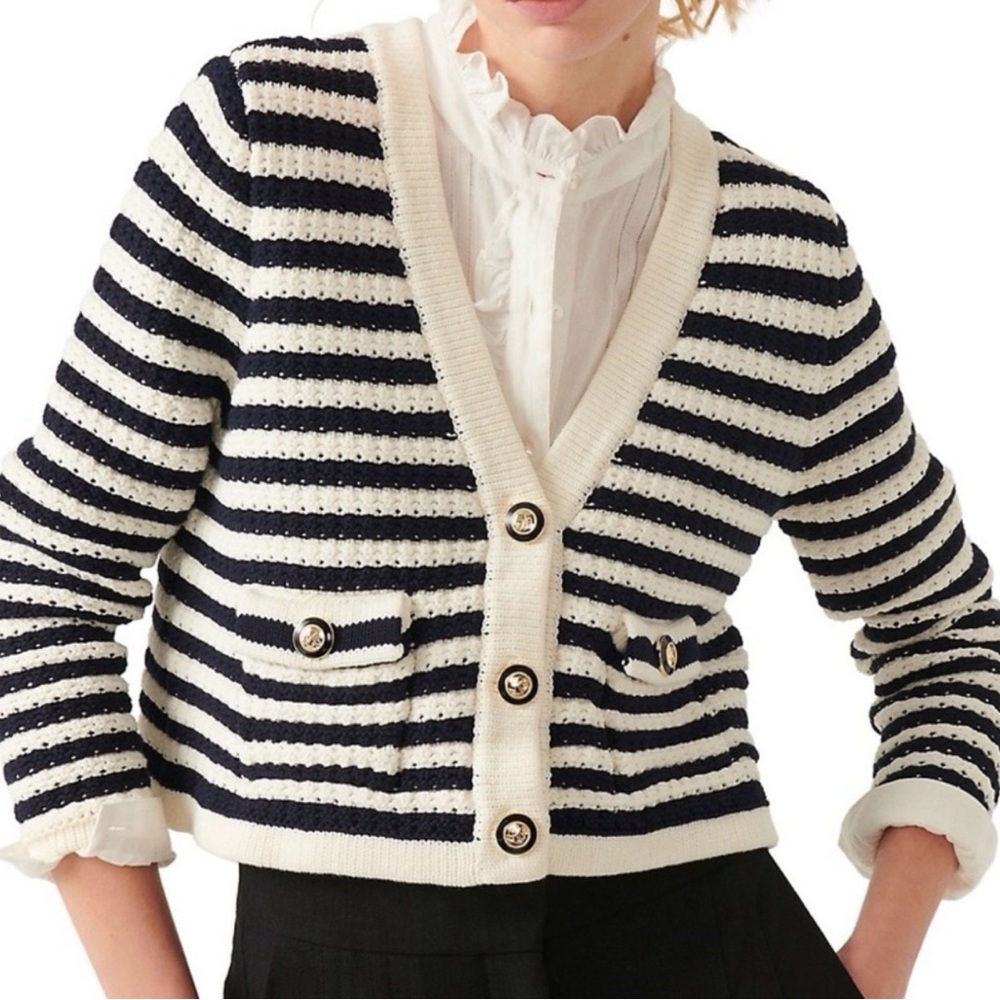 Ba&sh Gamden cropped Striped Black and White Women's Sweater- size 1